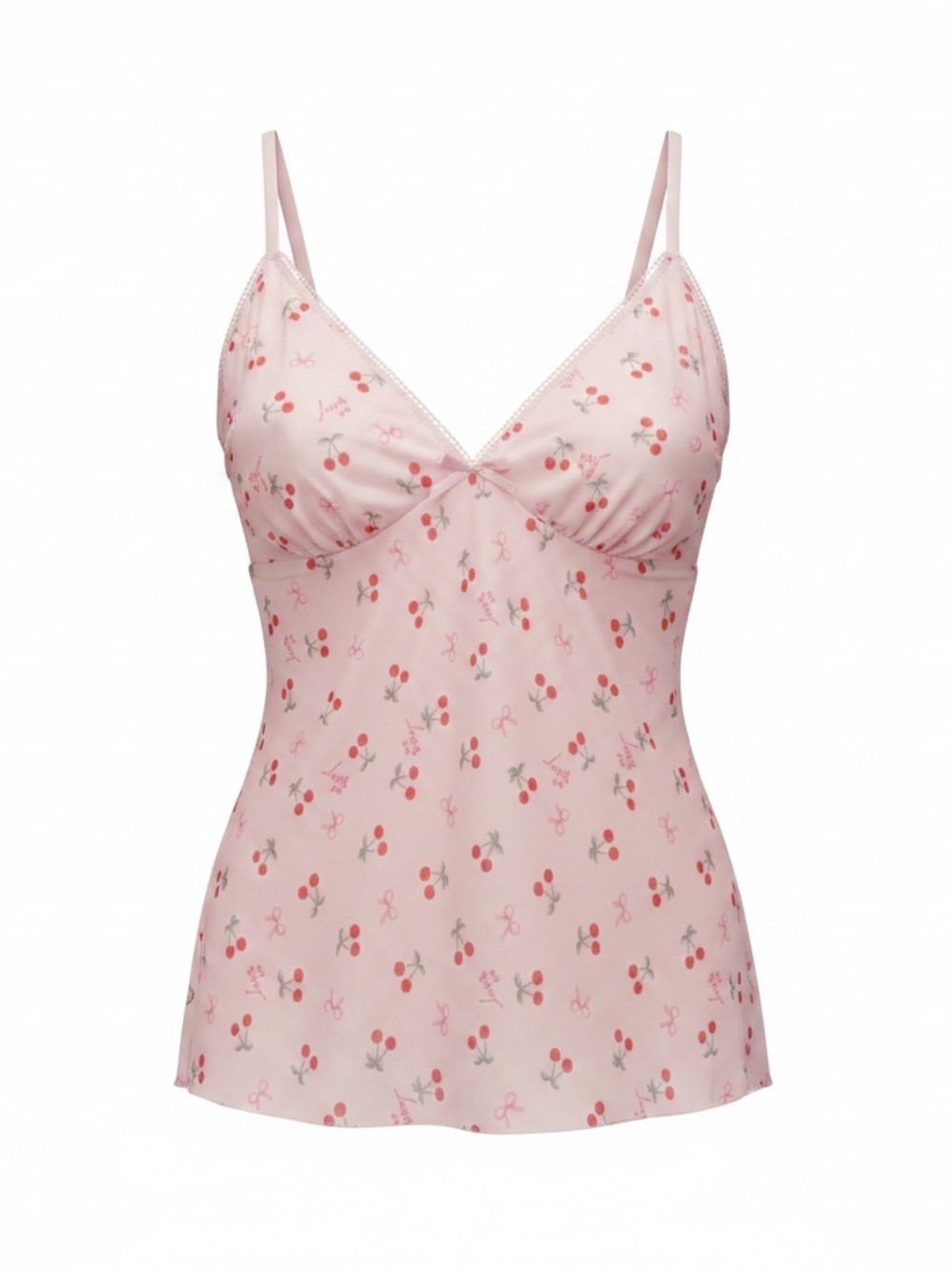 Betsey Johnson XL Pink Cherry-Print Cami & Shorts Sleep Set - Picture 7 of 7